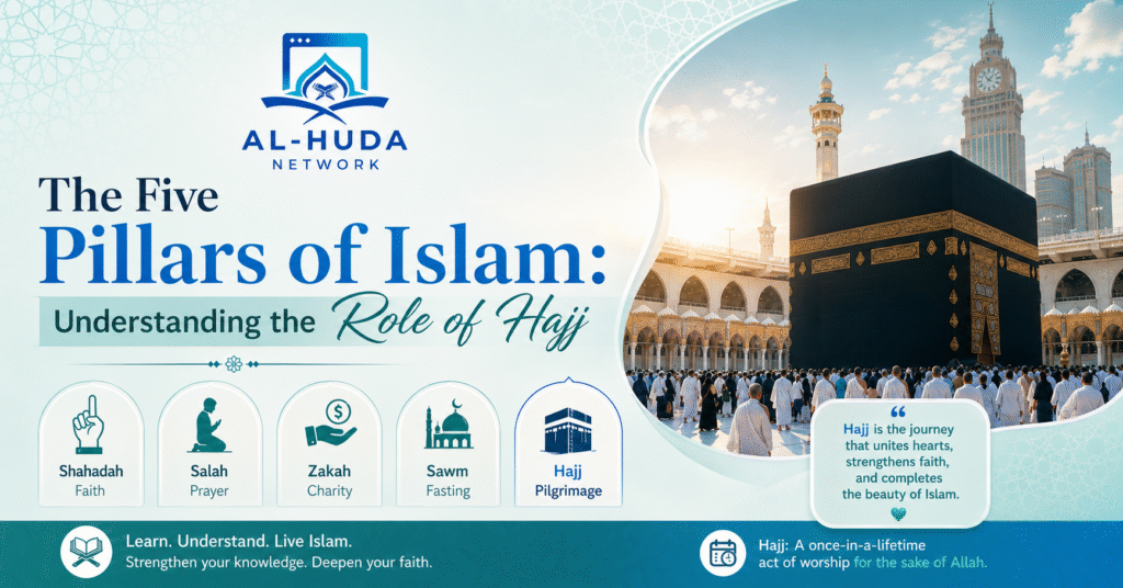 Muslims performing Hajj around the Kaaba illustrating the fifth pillar of Islam and the spiritual journey of Hajj